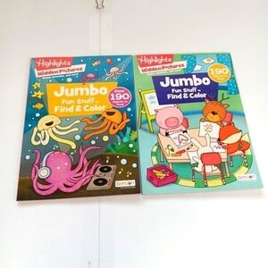 2 Jumbo Highlights Hidden Pictures Fun to Find & Color Activity Books Lot NEW